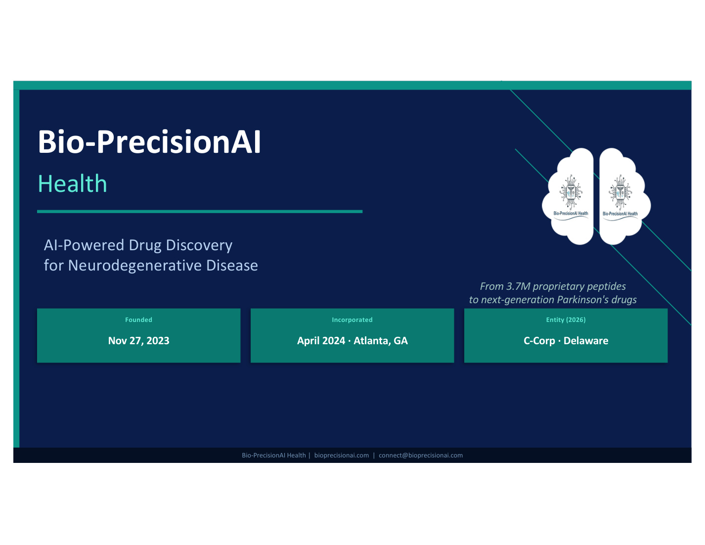 BioPrecisionAI pitch deck slide 1
